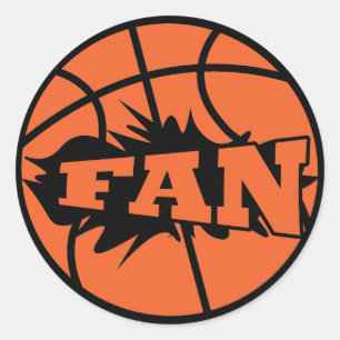 Basketball player fan orange ball classic round sticker