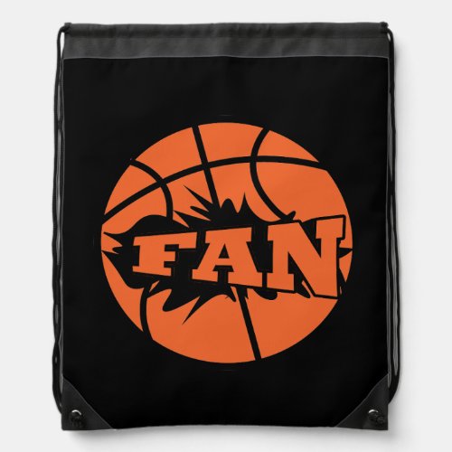 Basketball player fan orange ball drawstring bag