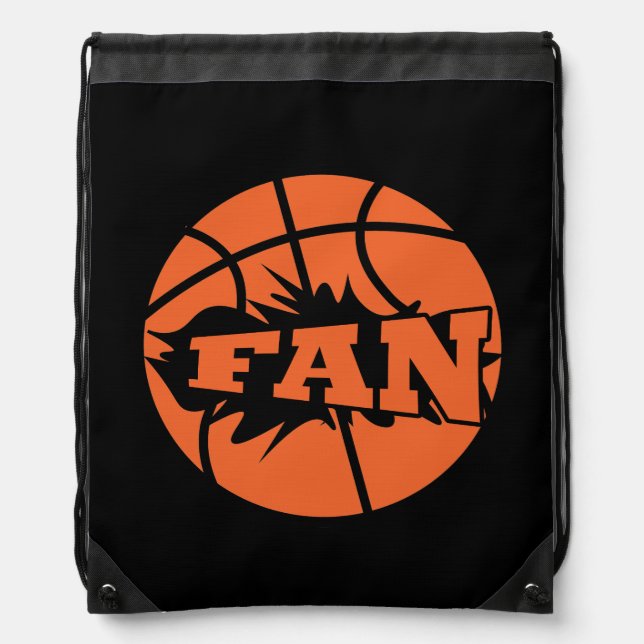 Basketball player fan orange ball drawstring bag (Front)
