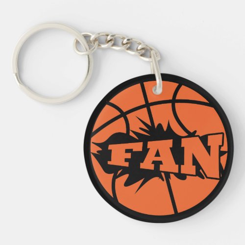 Basketball player fan orange ball keychain