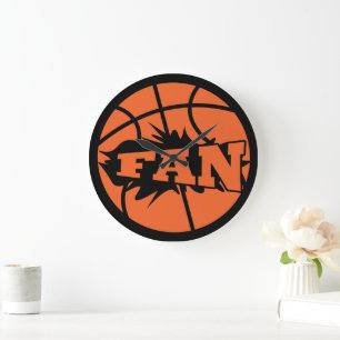 Basketball player fan orange ball large clock