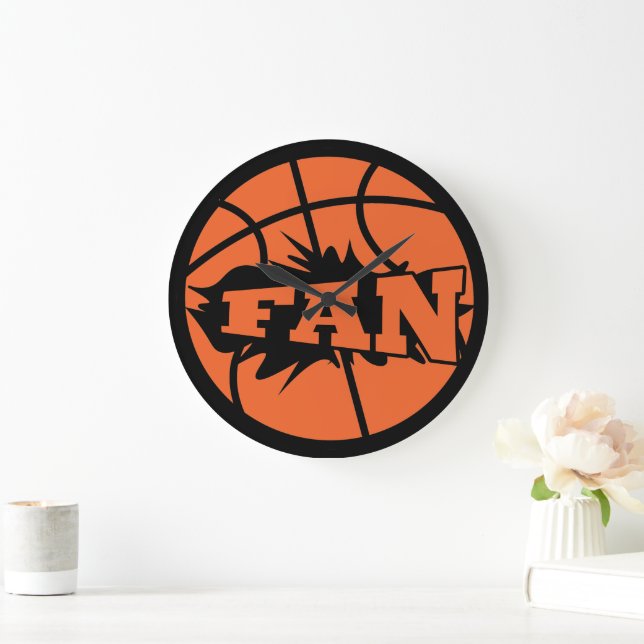 Basketball player fan orange ball large clock (Home)