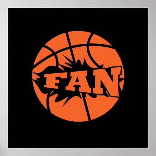 Basketball player fan orange ball poster