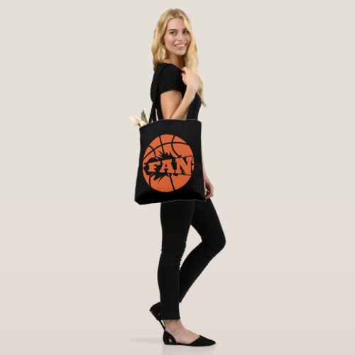 Basketball player fan orange ball tote bag