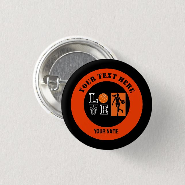 Basketball Player Girl, Basketball Girl  Birthday Button (Front & Back)