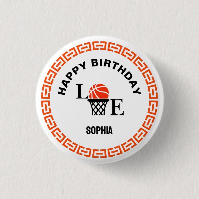 Basketball Player Girl, Basketball Girl  Birthday Button (Front)