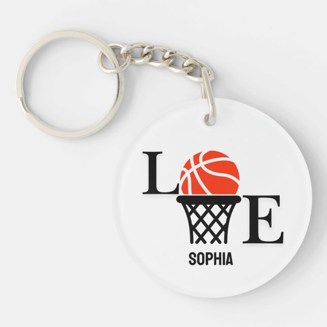 Basketball Player Girl, Basketball Girl  Birthday Keychain (Front)
