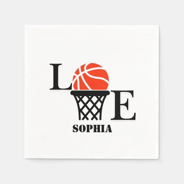 Basketball Player Girl, Basketball Girl  Birthday Napkins (Front)