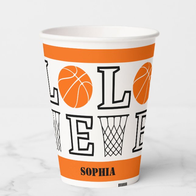 Basketball Player Girl, Basketball Girl  Birthday Paper Cups (Front)