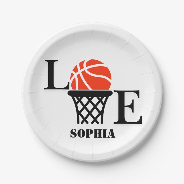 Basketball Player Girl, Basketball Girl  Birthday Paper Plates (Front)