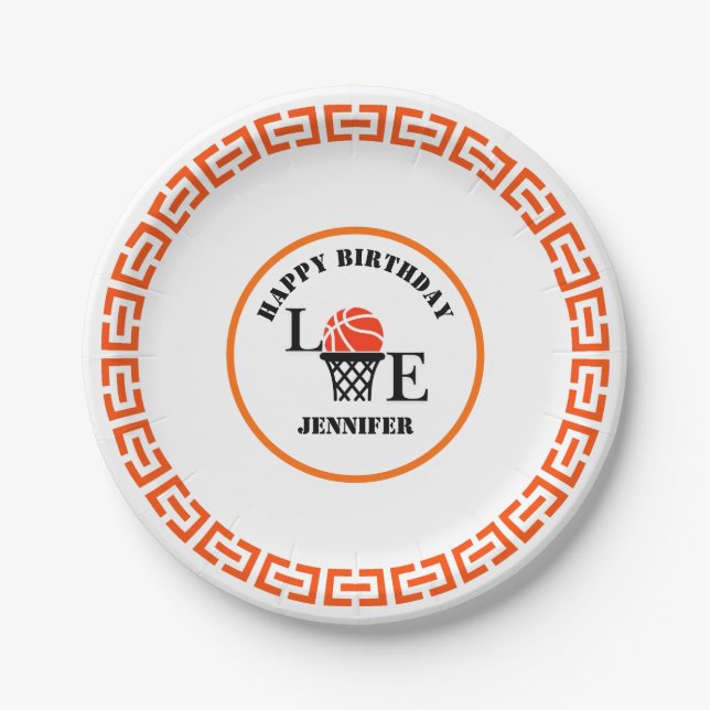 Basketball Player Girl, Basketball Girl  Birthday Paper Plates (Front)