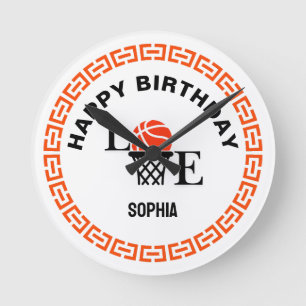 Basketball Player Girl, Basketball Girl Birthday Round Clock