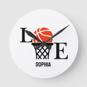Basketball Player Girl, Basketball Girl Birthday Round Clock