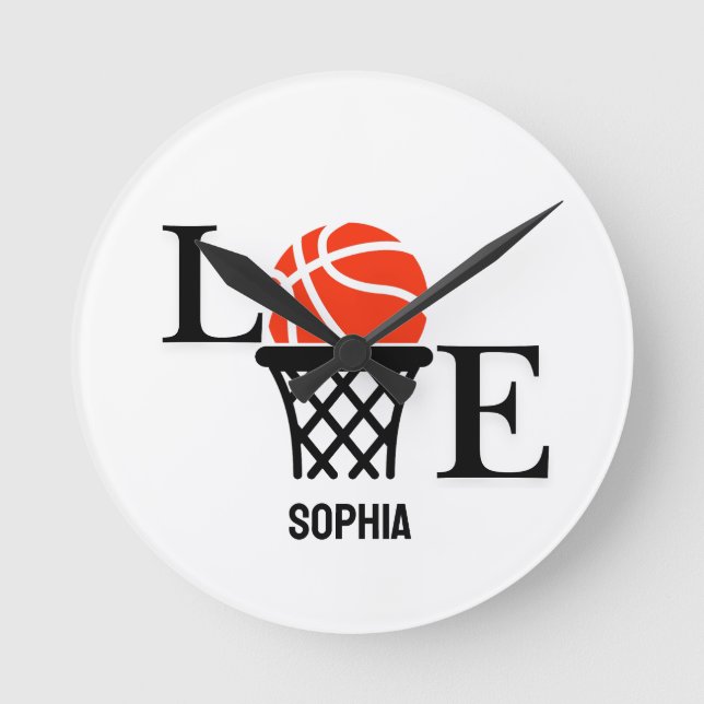 Basketball Player Girl, Basketball Girl  Birthday Round Clock (Front)