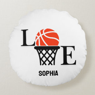 Basketball Player Girl, Basketball Girl Birthday Round Pillow