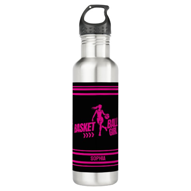 Basketball Player Girl, Basketball Girl Birthday Stainless Steel Water Bottle (Front)