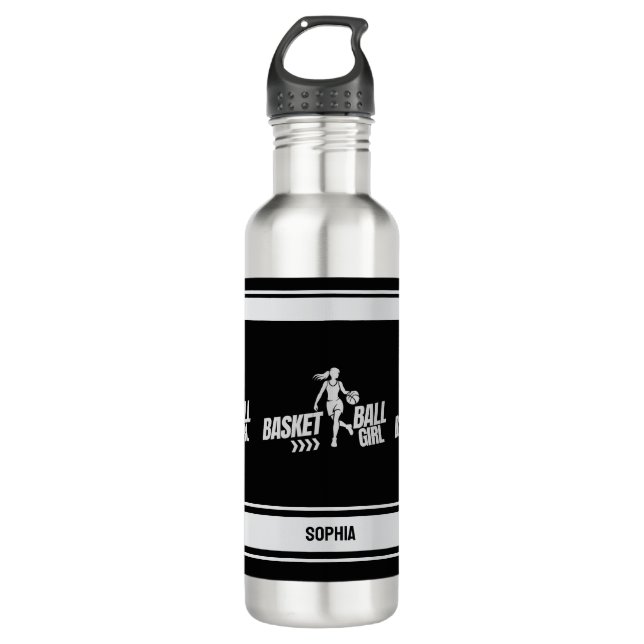 Basketball Player Girl, Basketball Girl Birthday Stainless Steel Water Bottle (Front)