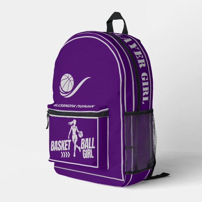Basketball Player Girl, Team, Birthday Gift   Printed Backpack (Back Corner Right)