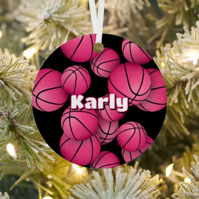 basketball player girls name commemorative year metal ornament (Insitu)