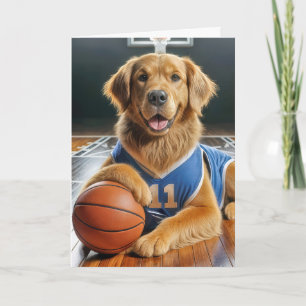 Basketball Player Golden Retriever Birthday Card