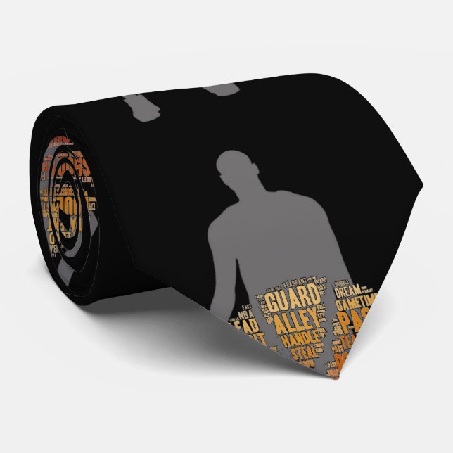 Basketball Player Graphic Sports Necktie Black (Rolled)