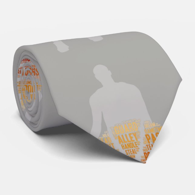 Basketball Player Graphic Sports Necktie Gray (Rolled)