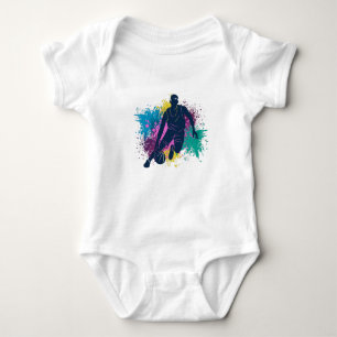 Basketball Player Grungy Color Splashes Baby Bodysuit