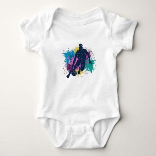 Basketball Player Grungy Color Splashes Baby Bodysuit