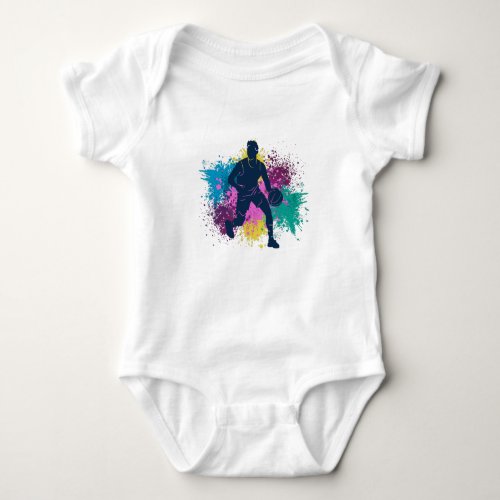 Basketball Player Grungy Color Splashes Baby Bodysuit