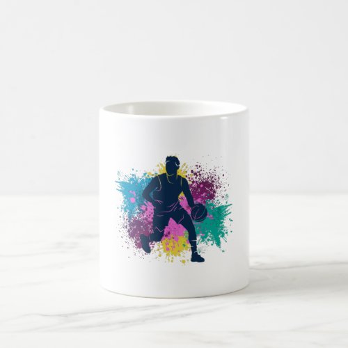 Basketball Player Grungy Color Splashes Coffee Mug