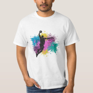 Basketball Player Grungy Color Splashes T-Shirt