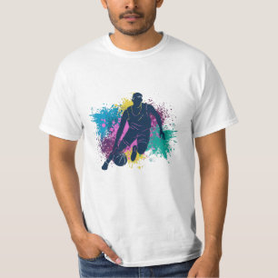 Basketball Player Grungy Color Splashes T-Shirt