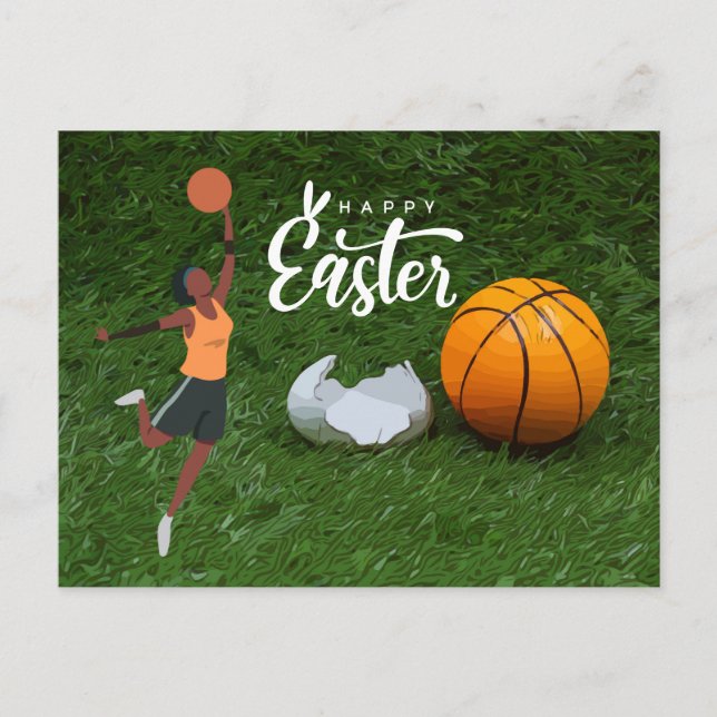 Basketball Player Happy Easter Holiday Postcard (Front)