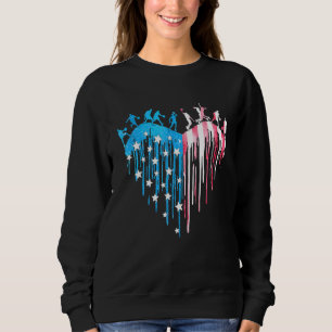 Basketball Player Heart American Flag Watercolor Sweatshirt