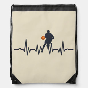 Basketball player heartbeat drawstring bag