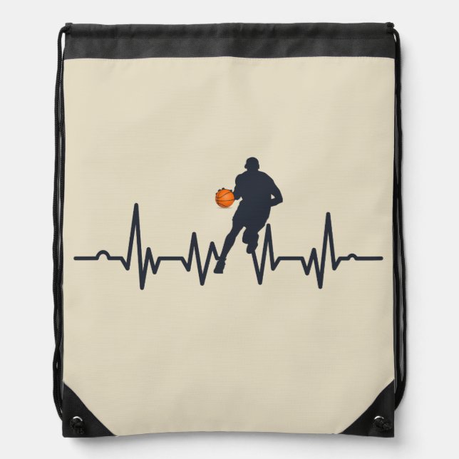 Basketball player heartbeat drawstring bag (Front)