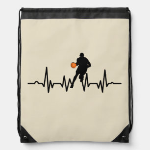 Basketball player heartbeat drawstring bag