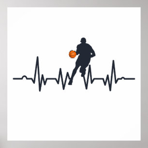 Basketball player heartbeat poster