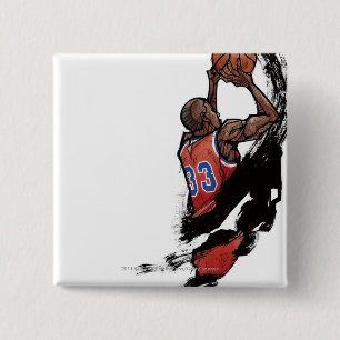 Basketball player holding ball pinback button