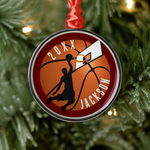 Basketball Player Hoop Christmas Metal Ornament