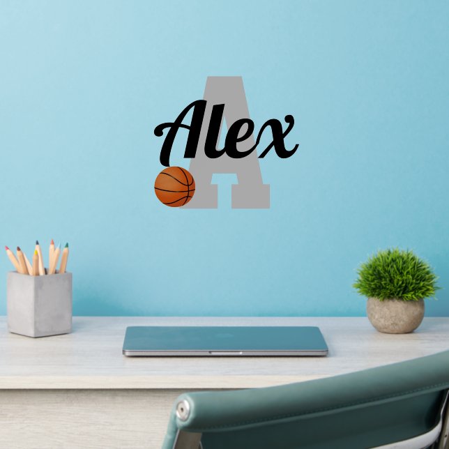 Basketball Player Initial Monogram Wall Decal (Home Office 2)