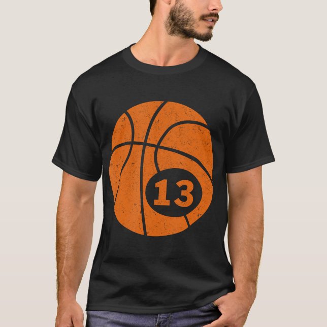 Basketball Player Jersey Number 13 Thirteen Graphi T-Shirt (Front)