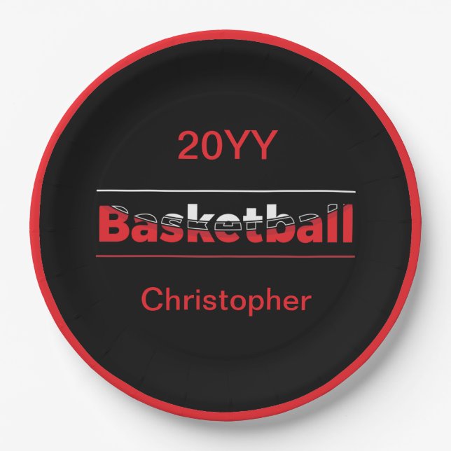 Basketball Player - Minimalist Geometric Arch Paper Plates (Front)