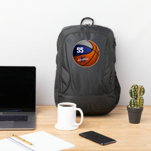 basketball player monogram blue gray team colors port authority® backpack
