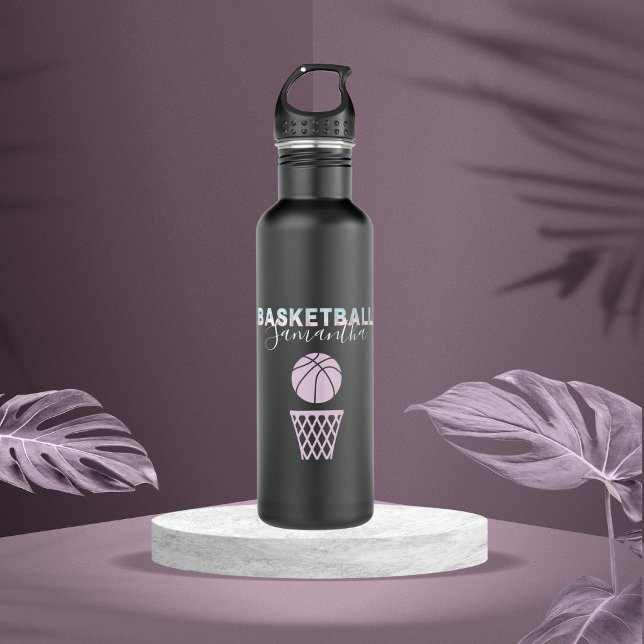 Basketball Player Name Cute Basket Personalized    Stainless Steel Water Bottle (Creator Uploaded)