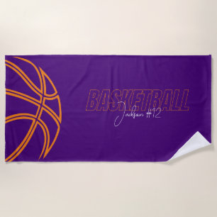 Basketball Player Name Number Coach Purple Sports Beach Towel