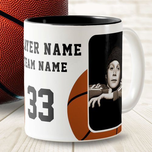 Basketball Player Name Number Team 2 Photos Two_Tone Coffee Mug