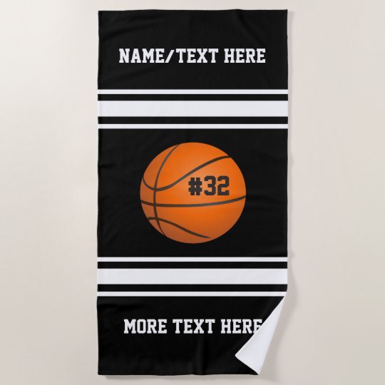 Basketball Player Name Number Team Custom Beach Towel Zazzle Basketball Player Name Number Team Custom Beach Towel