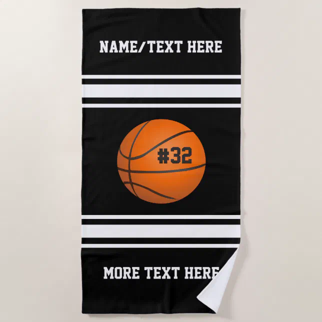 Basketball Player Name Number Team Name Custom Beach Towel Zazzle