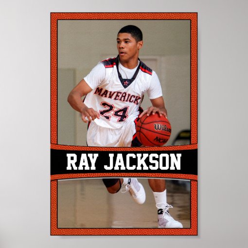 Basketball Player Name & Photo Sports Poster Zazzle